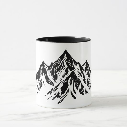 Black Mountain Peaks | Modern Minimalist Hiking マグカップ (中央)