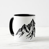 Black Mountain Peaks | Modern Minimalist Hiking マグカップ (正面左)