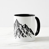 Black Mountain Peaks | Modern Minimalist Hiking マグカップ (正面右)