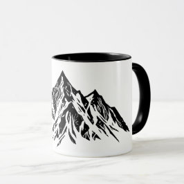 Black Mountain Peaks | Modern Minimalist Hiking マグカップ
