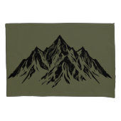 Black Mountain Peaks | Modern Moss Green Hiking 枕カバー (正面)