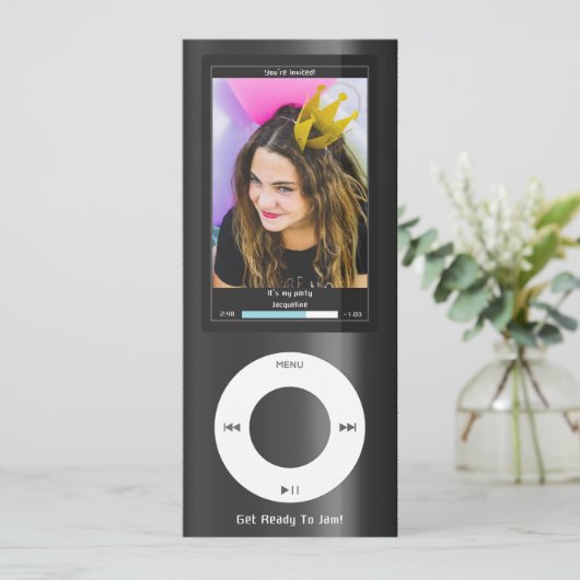 Black MP3 Music Player II Birthday 招待状 (スタンド正面)