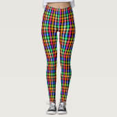 Black Multicolored Gingham Plaid Pattern Design  レギンス (正面)