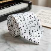 Black Music Notes on White  ネクタイ