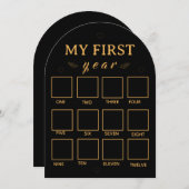 Black my first year photo frame template 招待状 (正面/裏面)