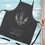 Black Mystical Holographic Spiritual Crystals エプロン<br><div class="desc">Bring intention and style into your daily rituals with this custom spiritual crystal apron, designed for modern mystics, holistic professionals, and creative souls. Featuring a luminous crystal and botanical illustration accented with subtle celestial details, this apron blends mystical symbolism with a clean, contemporary aesthetic. Perfect for spiritual practitioners, wellness coaches,...</div>