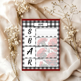 Black n White Floral_ SBAR テンプレート ノートパッド