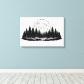 Black N White Forest Sketch, home decor  キャンバスプリント (インサイチュ (ウッドフロア))