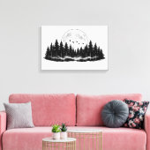 Black N White Forest Sketch, home decor  キャンバスプリント (インサイチュ (リビング))