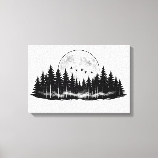 Black N White Forest Sketch, home decor  キャンバスプリント (正面)