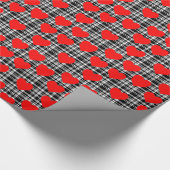 Black N' White tartan plaid with red heart detail ラッピングペーパー (角)
