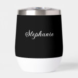 Black Name Modern Elegant Monogram Boho<br><div class="desc">Elegant,  rustic,  simple,  monogram,  minimalist,  name,  black thermal wine tumbler. Beautiful,  trendy design.</div>