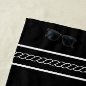 Black Nautical Boat Name Welcome Aboard Anchor  ビーチタオル (インサイチュ)