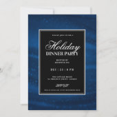 Black & Navy Blu Sequins Xmas Holiday Dinner Party 招待状 (正面)