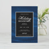 Black & Navy Blu Sequins Xmas Holiday Dinner Party 招待状 (スタンド正面)