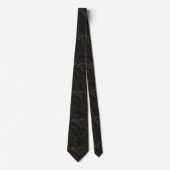 Black Neck Tie With Elegant Gold Abstract Pattern ネクタイ (正面)