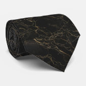 Black Neck Tie With Elegant Gold Abstract Pattern ネクタイ (ロール)