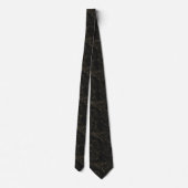 Black Neck Tie With Elegant Gold Abstract Pattern ネクタイ (裏面)