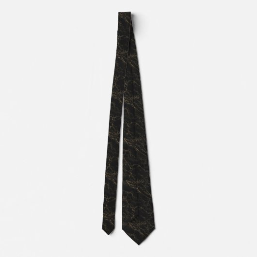 Black Neck Tie With Elegant Gold Abstract Pattern ネクタイ (裏面)