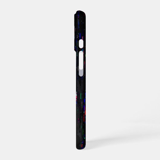 Black Neon Digital Glitch iPhone 16ケース (左側面)