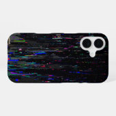 Black Neon Digital Glitch iPhone 16ケース (裏面横)