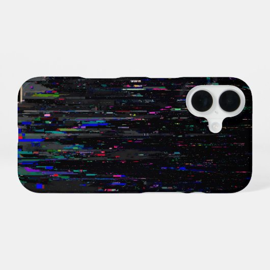 Black Neon Digital Glitch iPhone 16ケース (裏面横)