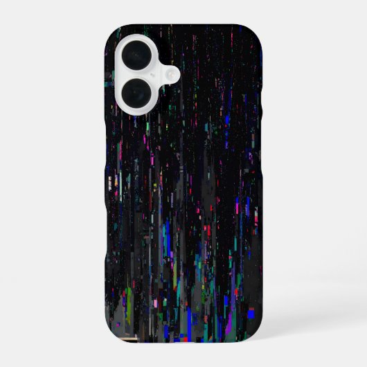 Black Neon Digital Glitch iPhone 16ケース (裏面)