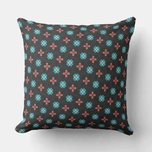 Black Neon Geometric Cross Pattern Pillow クッション (正面)