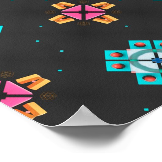 Black Neon Geometric  Pattern poster ポスター (角)