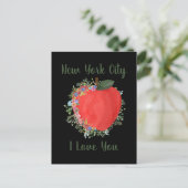 Black New York City I LOVE YOU Big Apple ポストカード (スタンド正面)