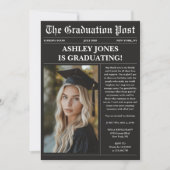 Black Newspaper Photo Graduation 招待状 (正面)
