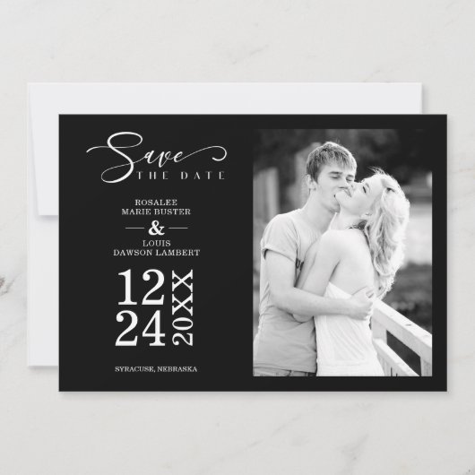 Black Nice Modern Romantic Wedding Photo (正面)