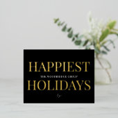 BLACK Non-Photo Business Corporate LOGO HOLIDAY 箔シーズンポストカード (立ち正面)