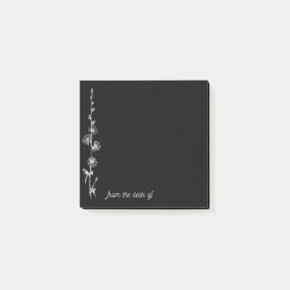 Black Notes with Bunches of White Vintage Flowers ポストイット