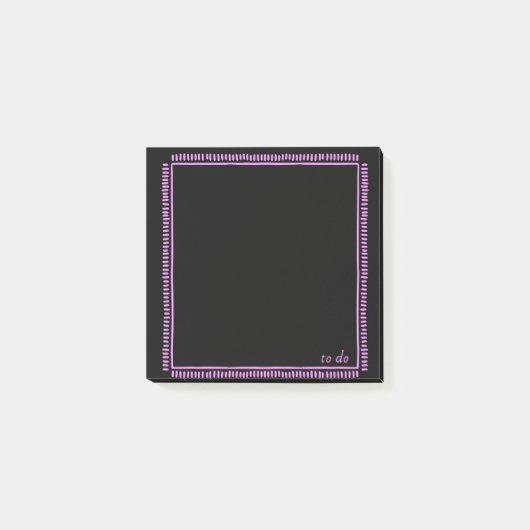 Black Notes with Fluorescent Pink Border ポストイット (正面)