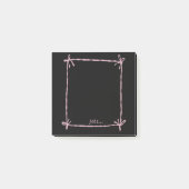 Black Notes with Pink Ribbon Frame ポストイット (正面)