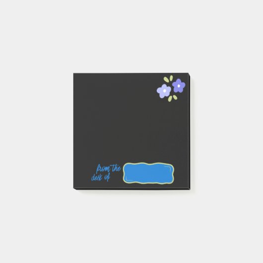Black Notes with Purple Flowers ポストイット (正面)