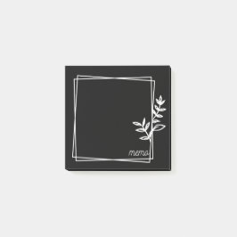 Black Notes with White Double Frame with Flowers ポストイット