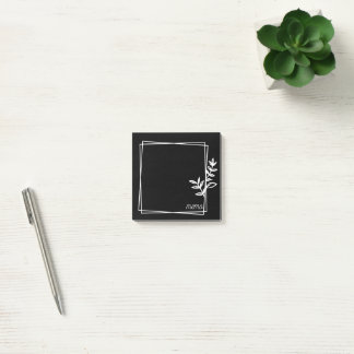 Black Notes with White Double Frame with Flowers ポストイット
