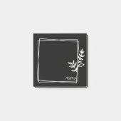 Black Notes with White Double Frame with Flowers ポストイット (正面)