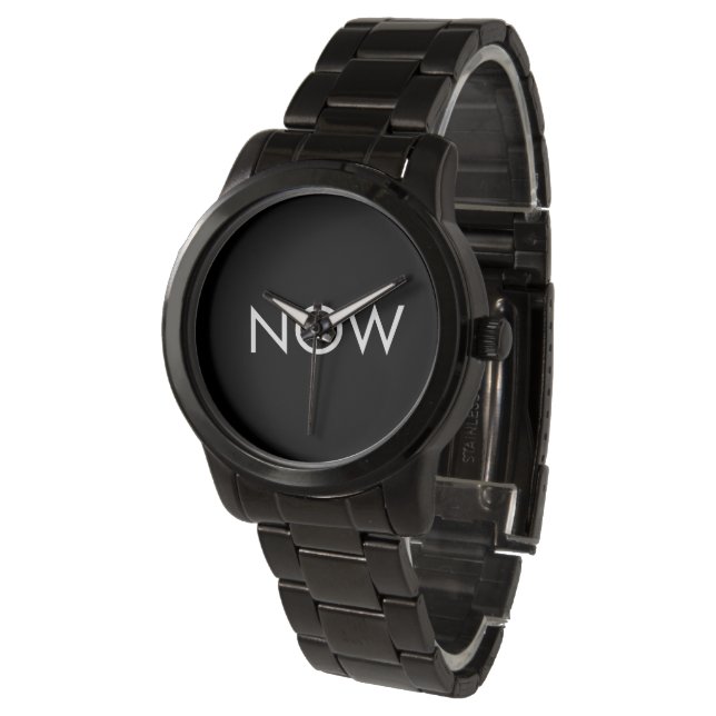 Black NOW Watch – Minimalist Mindfulness Present M 腕時計 (アングル)