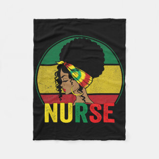 Black Nurse Woman Afro Melanin Vintage Black Histo フリースブランケット