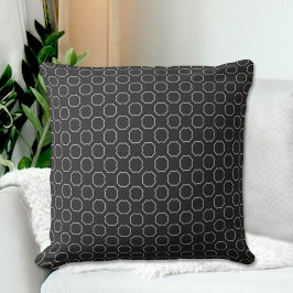 Black Octagons Pattern Throw Pillow クッション