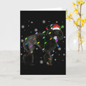 Black Odle Dog Christmas Lights Funny Santa Hat Do カード (黄色い花)