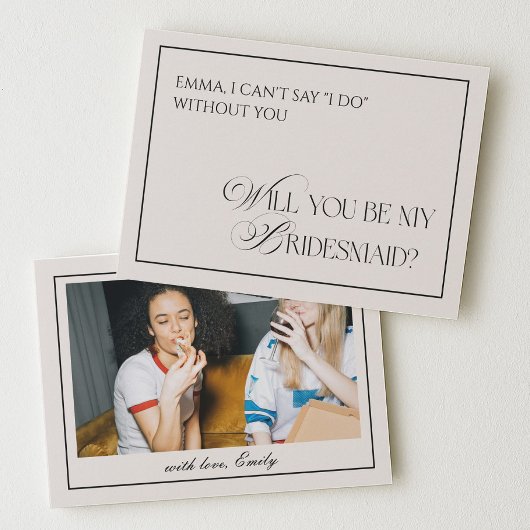 Black Old Money Will You Be My Bridesmaid Card 招待状