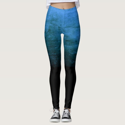 Black Ombré Distressed Texture - Blue レギンス (正面)