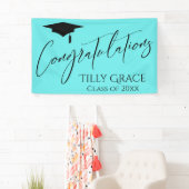 Black on Aquaの卒業生おめでとう 横断幕 (インサイチュ)