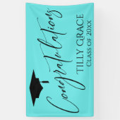 Black on Aquaの卒業生おめでとう 横断幕 (縦)