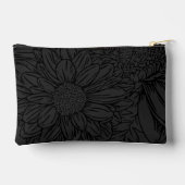 Black on Grey Chrysanthemums with Name アクセサリーポーチ (裏面)