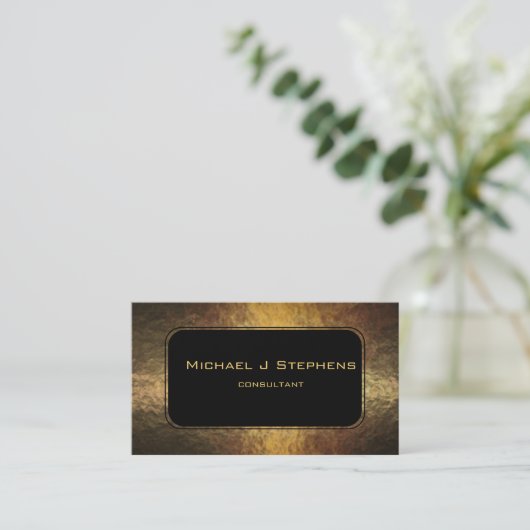 Black on Hammered Gold  Business Card 名刺 (スタンド正面)